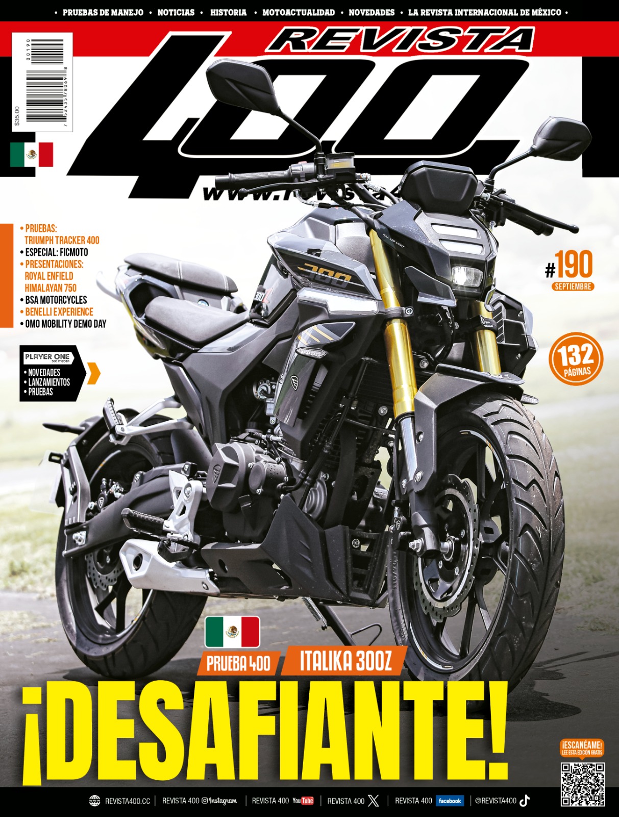 #190 SEPTIEMBRE. EN PORTADA: ITALIKA 300Z